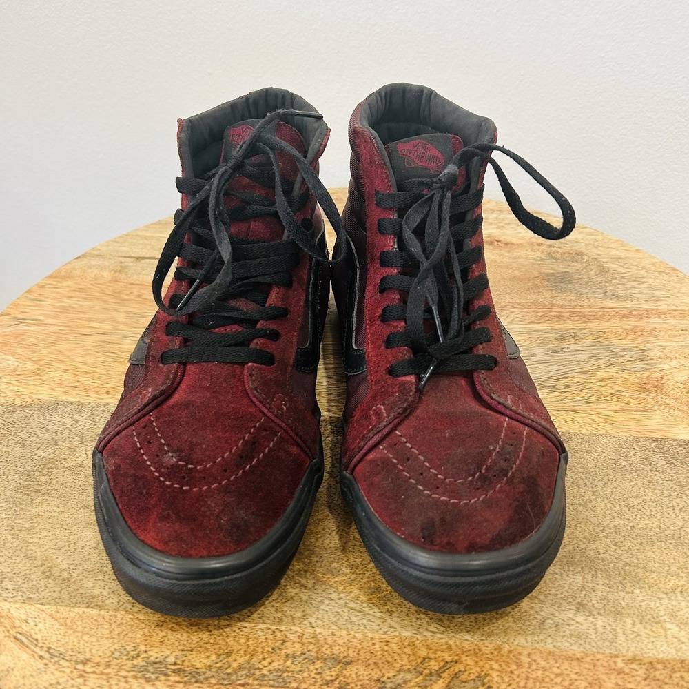 VANS Sk8 Reissue High Metallic Twill Port Royale Size Mens 9.5 Burgundy Suede - Picture 2 of 7